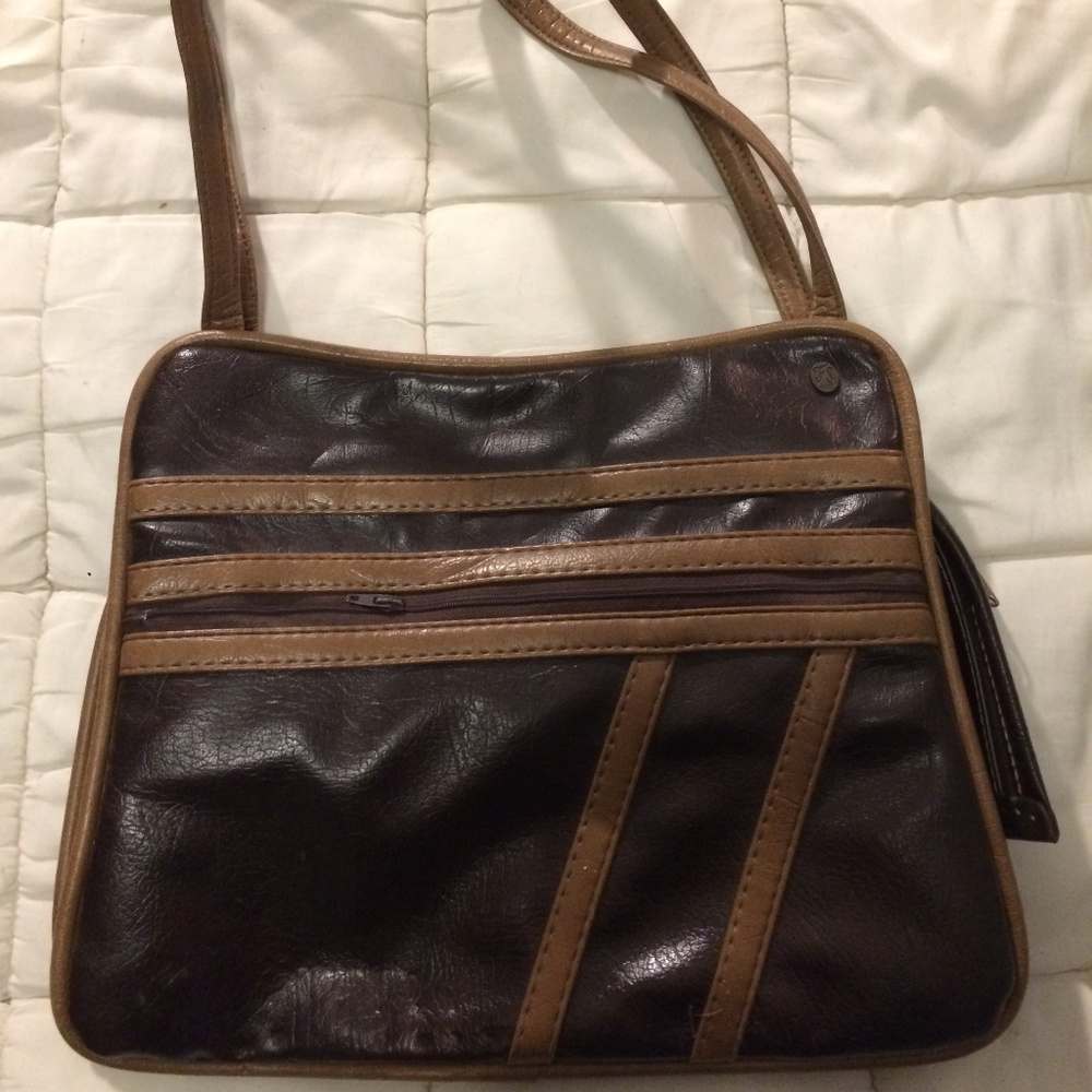 Vintage Brown and Tan purse - lots of space